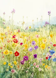 Färgglatt vildblomsfält