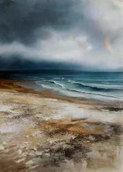 Stormy Beach Rainbow