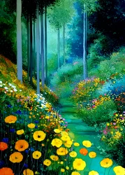 Den solbelysta blomsterstigen