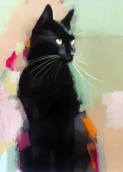 Livfull svart katt