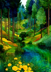 Den livfulla Forest River-dalen