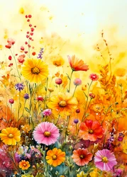 En färgsprakande äng med vildblommor