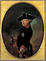 Porträtt av Fredrik II av Preussen (1712-1786) Målning av K. Beeskow (1800-talet). 1800-talet. Orleans. Musee Des Beaux Arts - Porträtt av Fredrik II av Preussen (1712-1786), kallad Fredrik den store. Målning av K. Beeskow (1800-talet). 1800-talet