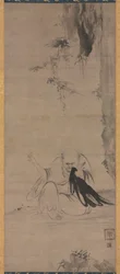 Munken lagar kläder i morgonsolen Choyo Hotetsu, ca. 1350 eller tidigare.