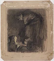 Begravning, ca 1903 (kol, pastell och krita ombord)