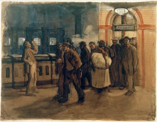 K. Kollwitz, återvändande arbetare vid Lehrters tågstation