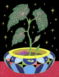 Begonia in a Pot, 2021 (akryl på panel)
