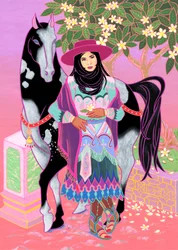 Cantones Cowgirl Waiting Under Plumeria, 2020 (akryl på bomull)