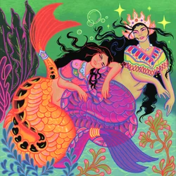 Sapphic Mermaids, 2020 (akryl på panel)