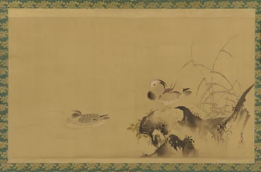 Mandarinänder i ett landskap, Edo-period, mitten av 1600- och början av 1700-talet.