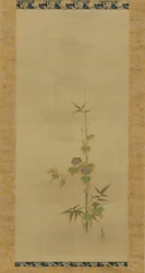 Morning glory och bambu del av en uppsättning, Edo-period, mitten av 1600- och början av 1700-talet.
