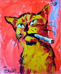 Cool katt som röker en joint