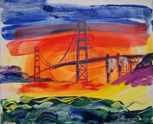 En dramatisk solnedgång över Golden Gate