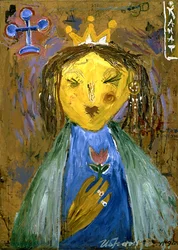Expressionistisk drottning med blomma