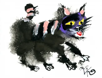 Nyckfull svart katt