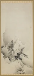 Vinterlandskap: en ravin, Edo-perioden, 1883 (bläck på papper)