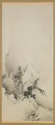 Vinterlandskap: en ravin, Meiji-eran, 1883.