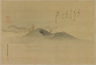Evergreens på avlägsna kullar, Edo-perioden, 1665.