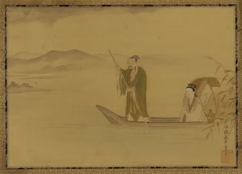 Kinesisk man och kvinna i en båt, Edo-period, mitten av 1600-talet.