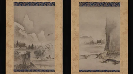 Två vyer från de åtta vyerna av floderna Xiao och Xiang, tidigt 1500-tal.