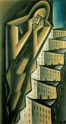 Kvinna över staden, ca 1917-1920