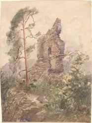 Landskap med ruin