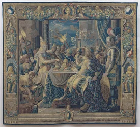 Cleopatra underhåller Anthony, ca 1640 (ull och siden)