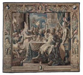 Cleopatra Entertains Antony; gobeläng, ca 1640 (tuskaftsväv i ull och siden med varpväv i ull)