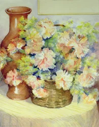 Blommor i en korg
