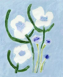 Blå pastellfärgade blommor