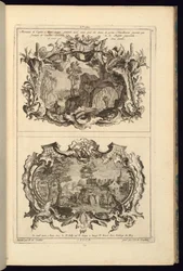 Tryck, design för två kartonger, 1745