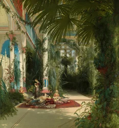 Det inre av Palmhuset på Pfaueninsel nära Potsdam, 1834.