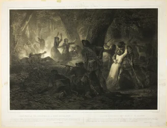 Befrielsen av Daniel Boones och Callaways döttrar, plansch två från Histoire des Premiere Colons d