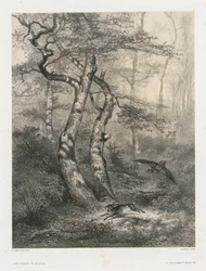 Hare förföljd av en hök, 1858.