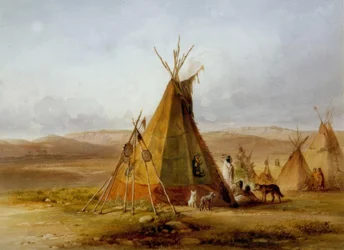 Assiniboin / Tipi / Karl Bodmer läger