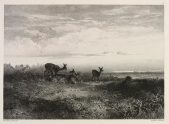 Landskap med rådjur, ca. 1840.
