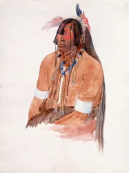 Möjligen Ahschüpsa-Masihichsi, Hidatsa Man (akvarell och grafit på papper)