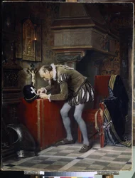På aftonen av S:t Bartolomeusnatten - Gun (Hun), Karl Fyodorovich (1830-1877) - 1868 - Olja på duk - 115x89,5 - Ryska statens museum, St. Petersburg