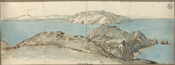 Utsikt från slottet på Monte Solaro på Capri mot nordost över Neapelbukten med Vesuvius