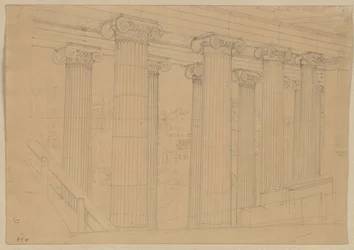 Berlin. Altes Museum vid Lustgarten. Utsikt från salen under byggandet