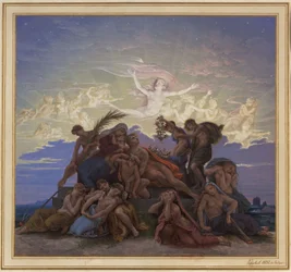 Berlin. Altes Museum vid Lustgarten. Skiss till väggmålningen "Sorg vid gravhögen"