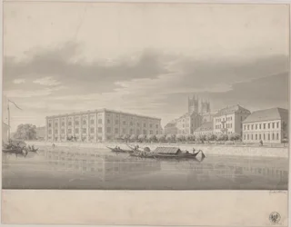 Berlin. Byggnadsakademien. Perspektivisk vy från Slottsbron