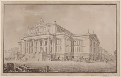 Berlin. Schauspielhaus vid Gendarmenmarkt. Perspektivisk vy