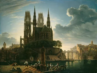 Gotisk katedral vid vattnet