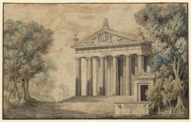 Ifigenia på Tauris. Skådespel av Johann Wolfgang von Goethe. Förslag till dekor. Dianas tempel