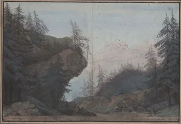 Kung Yngurd. Sorgespel av Adolf Müllner. Skiss till den 3:e dekoren. Skogslandskap