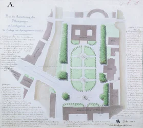 Omdesign av Lustgarten, 1828 (wc och penna och bläck på papper)