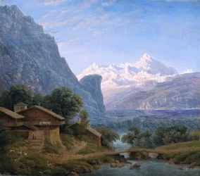 Utsikt över Mont Blanc - Karl Friedrich Schinkel (1781-1841). Olja på duk
