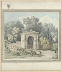Zeitz. Utformning till gravmonument för Johann Friedrich Delbrück. Vy