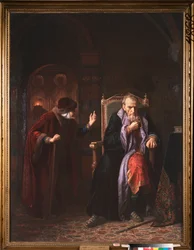 Tsar Ivan IV den förskräcklige (1530-1584) och hans sjuksköterska (tsar Ivan den förskräcklige och hans sjuksköterska) - Målning av Karl Bogdanovich Wenig (1830-1908), olja på duk